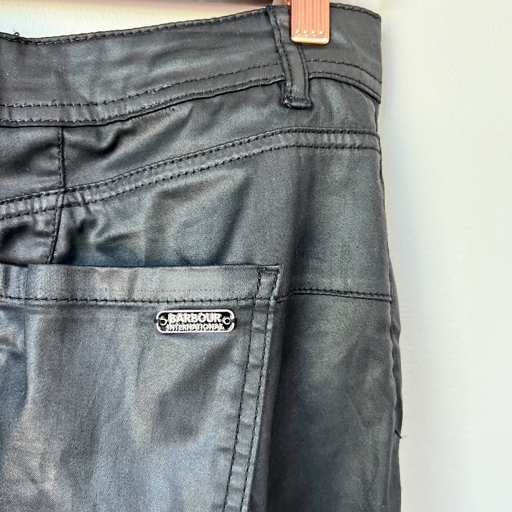 Barbour Frida Black Streak‎ Coated Jean Motorcycle Style Pants - Size US 8 - Picture 7 of 11